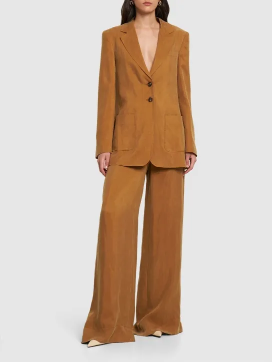 Alberta Ferretti   Washed twill single breasted jacket 
