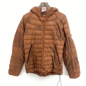 Arcteryx Logo Vintage Brown Puffer Full Zip Down Jacket Size S Women's Hooded