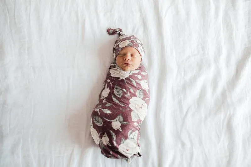 Baby Top Knot Hat | Burgundy Rose