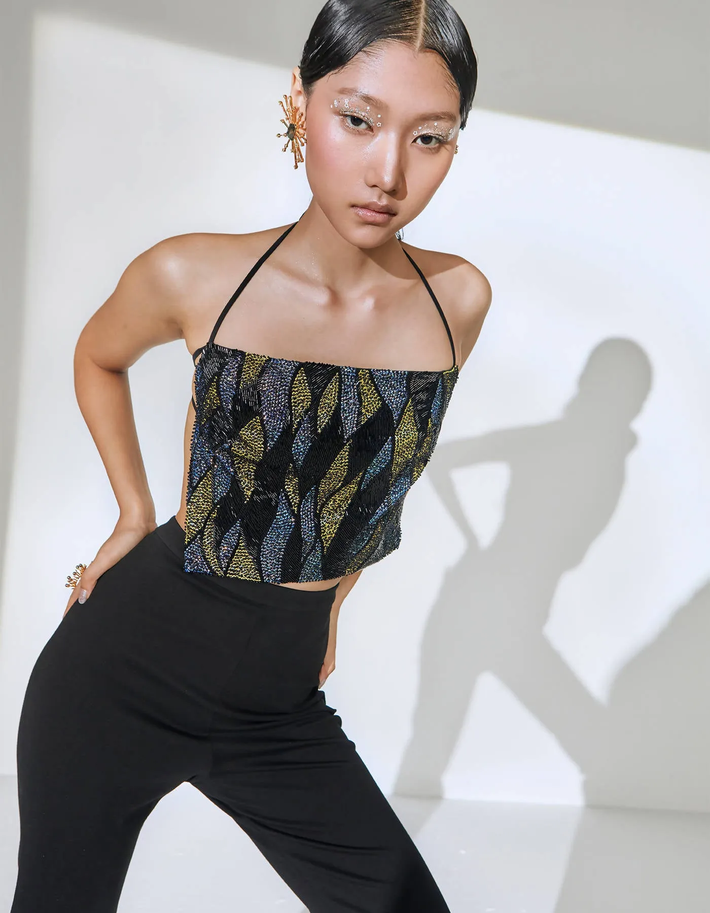Bareback Embellished Square Top in Black