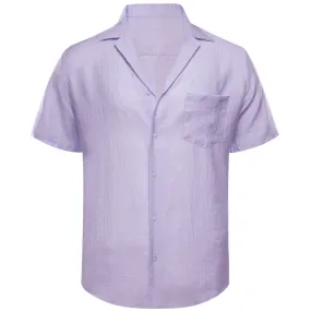 Barry Wang Thistle Purple Shirt Solid Short Sleeve Mens Dress Shirt