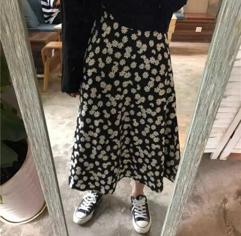 Black Floral Skirt