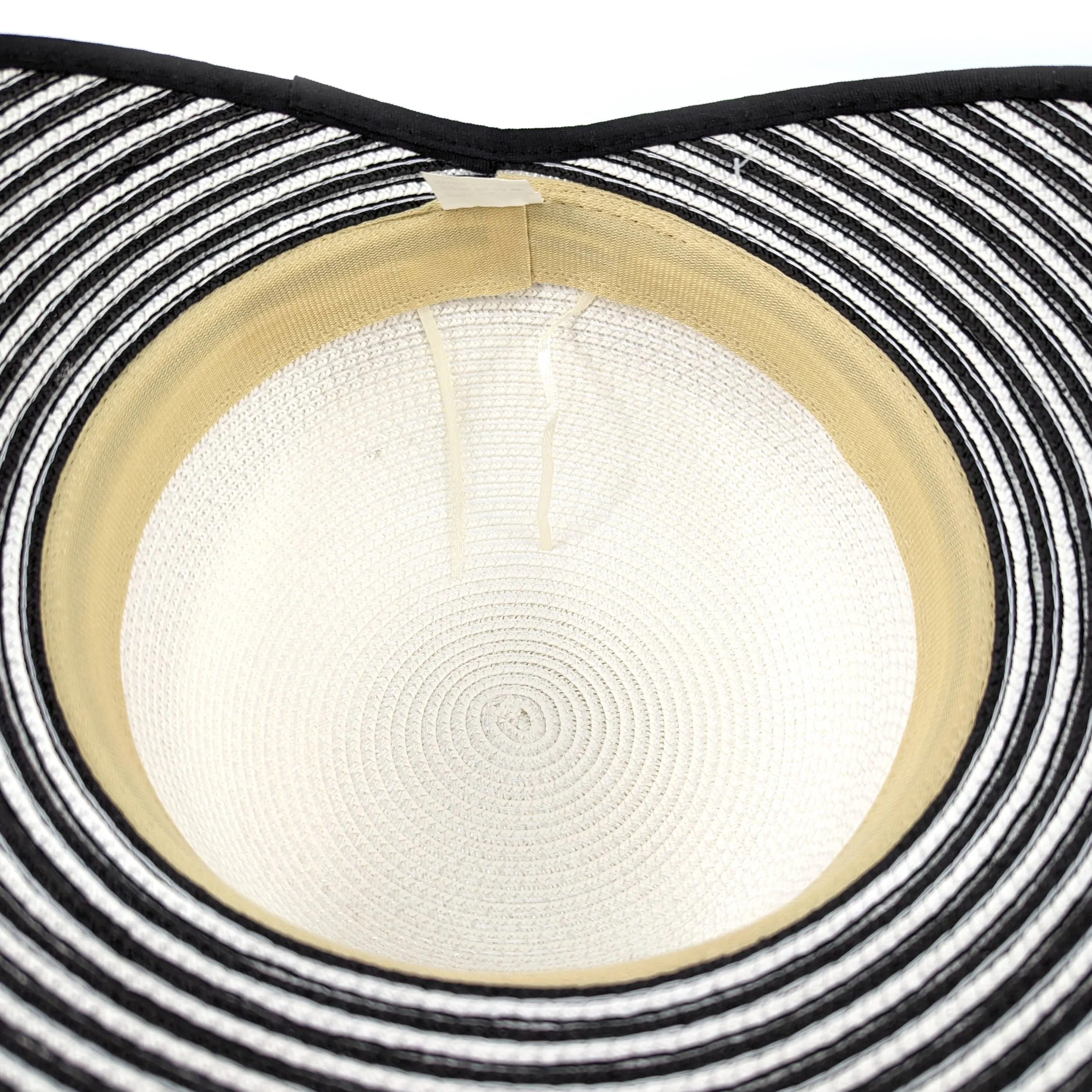 Black Ginger - Stripey Open Back Foldable Hat - Black & White