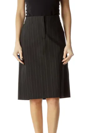 Black Green Pinstripe Pencil Skirt