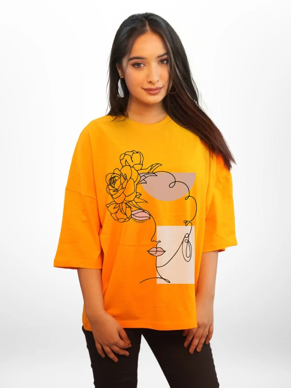 BLOOMING WOMAN FACE LINE Printed Womens Drop Shoulder T-shirt Legacy Boutiques Bangladesh
