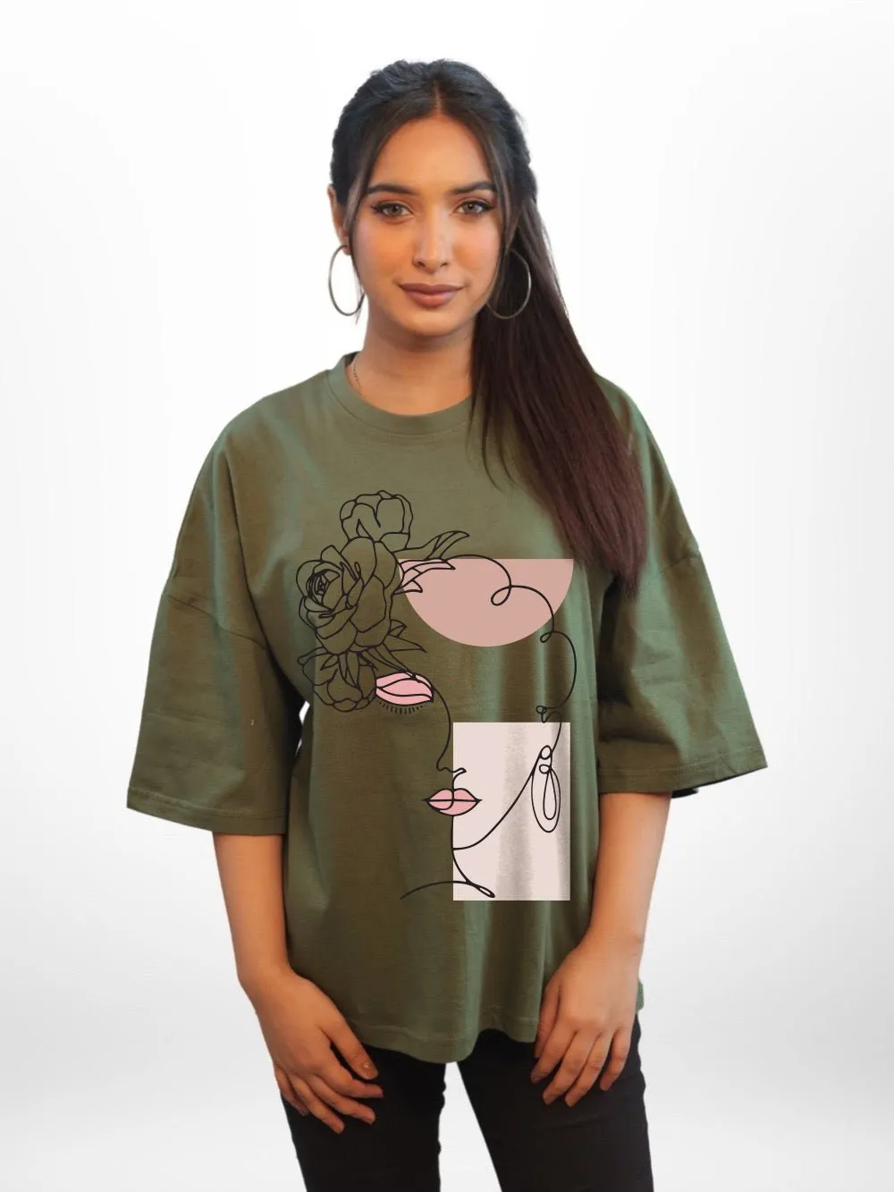 BLOOMING WOMAN FACE LINE Printed Womens Drop Shoulder T-shirt Legacy Boutiques Bangladesh