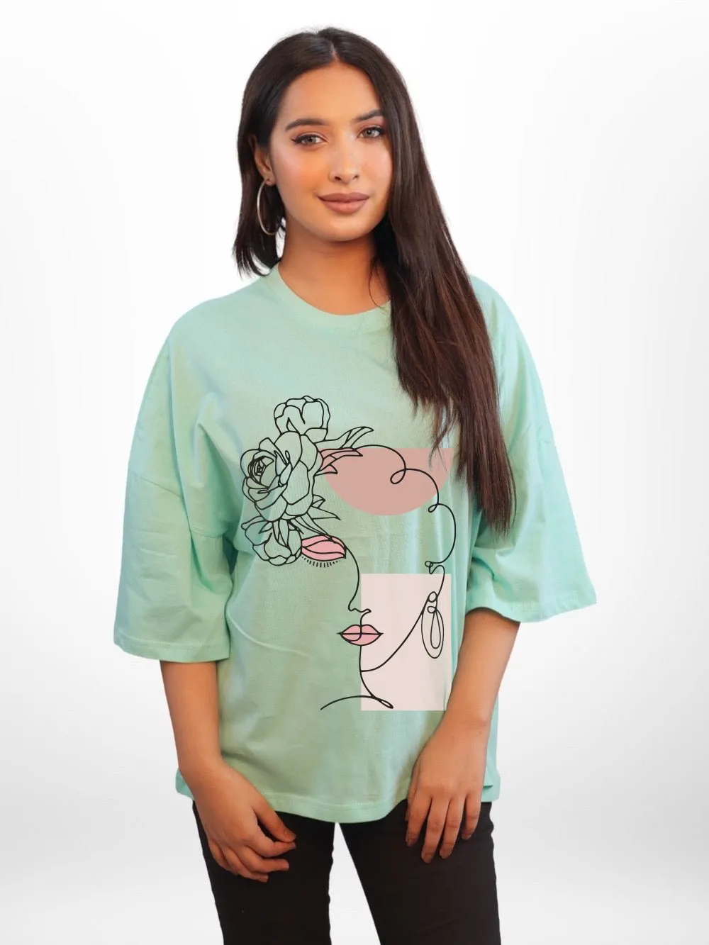 BLOOMING WOMAN FACE LINE Printed Womens Drop Shoulder T-shirt Legacy Boutiques Bangladesh