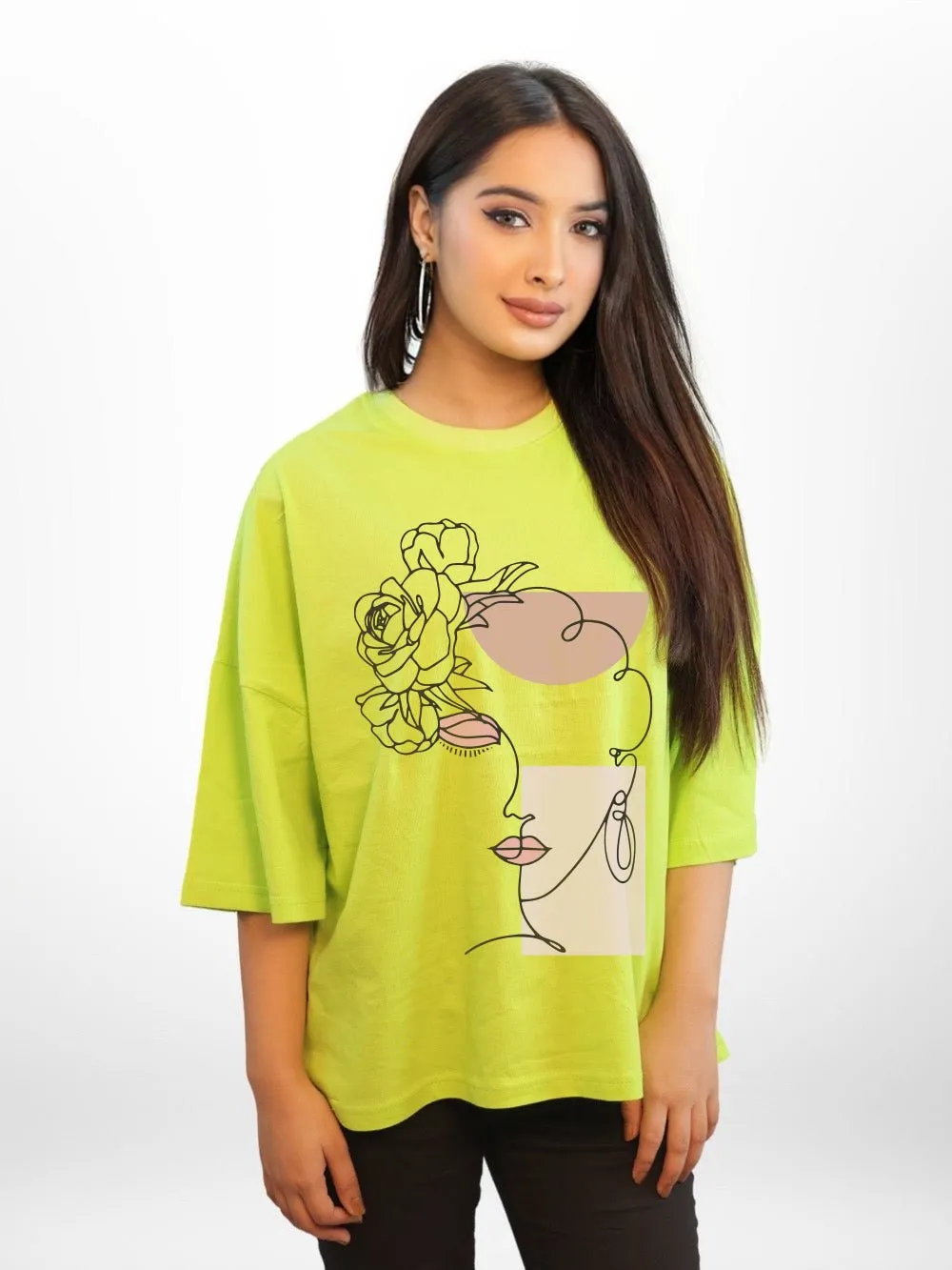 BLOOMING WOMAN FACE LINE Printed Womens Drop Shoulder T-shirt Legacy Boutiques Bangladesh