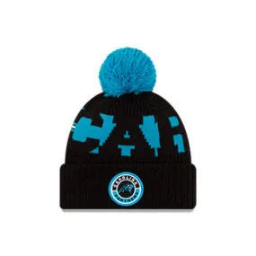 Carolina Panthers New Era Black/Blue 2020 NFL Sideline - Official Sport Pom Cuffed Knit Toque