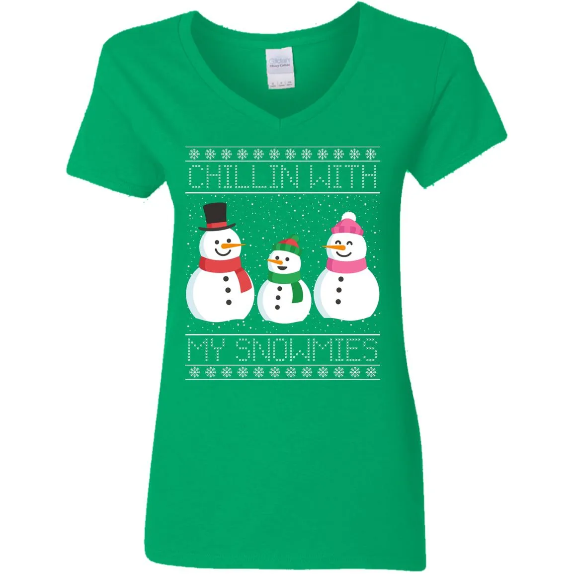 Chillin With My Snowmies Snowman Christmas Women V-Neck T-Shirt