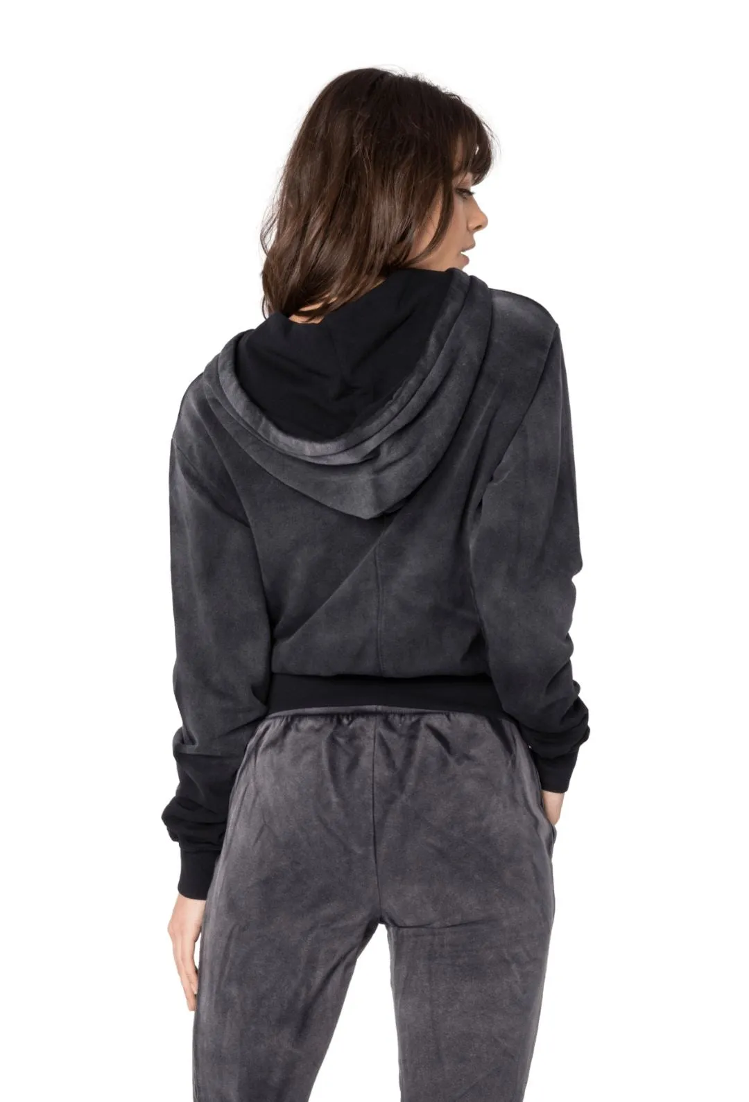 CHRLDR Stencil Skull Crop Pullover Hoodie - Black