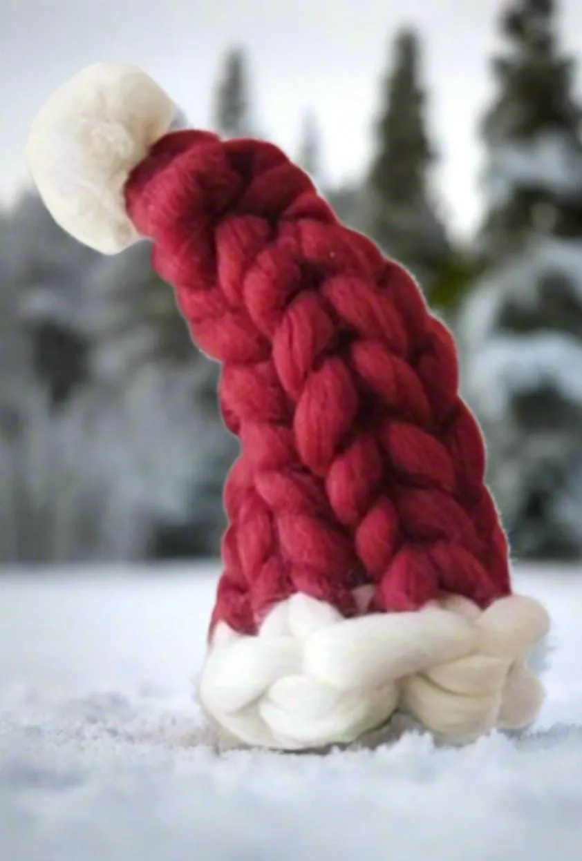 Chunky Santa Hat, Giant Knit Santa Claus Hat