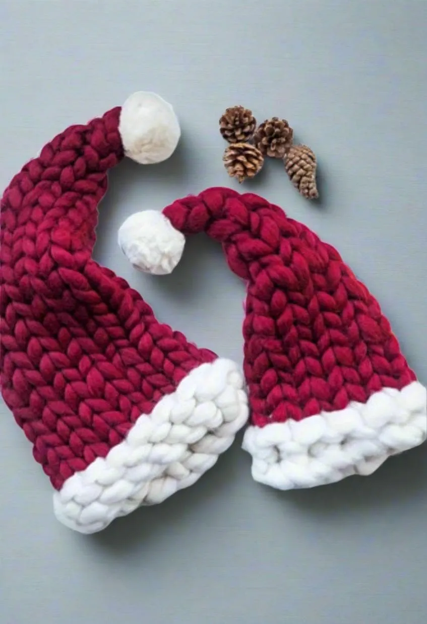 Chunky Santa Hat, Giant Knit Santa Claus Hat