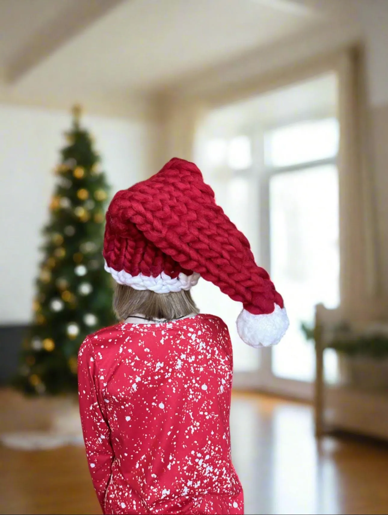 Chunky Santa Hat, Giant Knit Santa Claus Hat