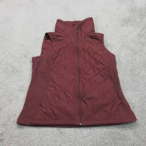 Columbia Womens Puffer Vest Jacket Full Zip Up Sleeveless Mock Neck Maroon SZ L