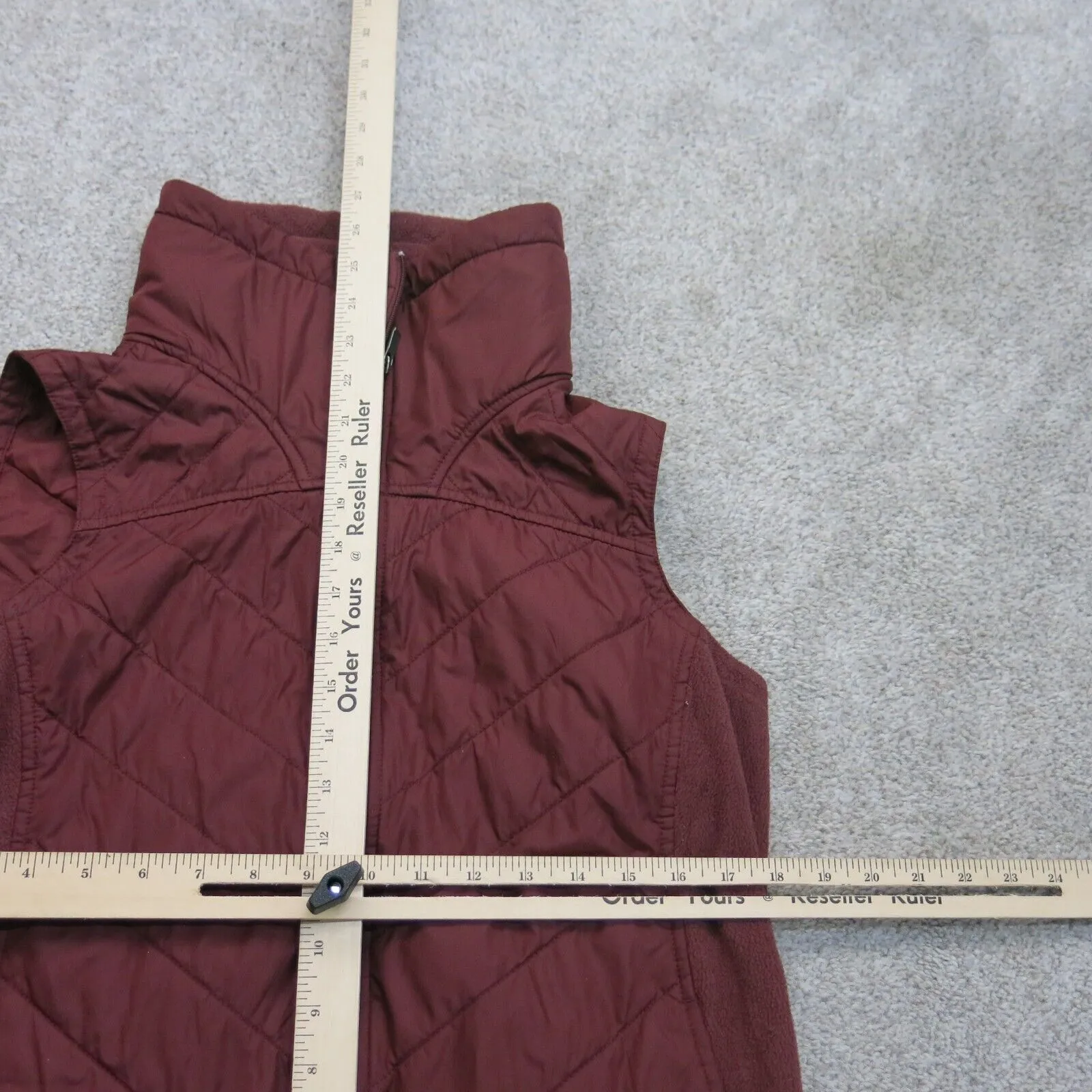 Columbia Womens Puffer Vest Jacket Full Zip Up Sleeveless Mock Neck Maroon SZ L