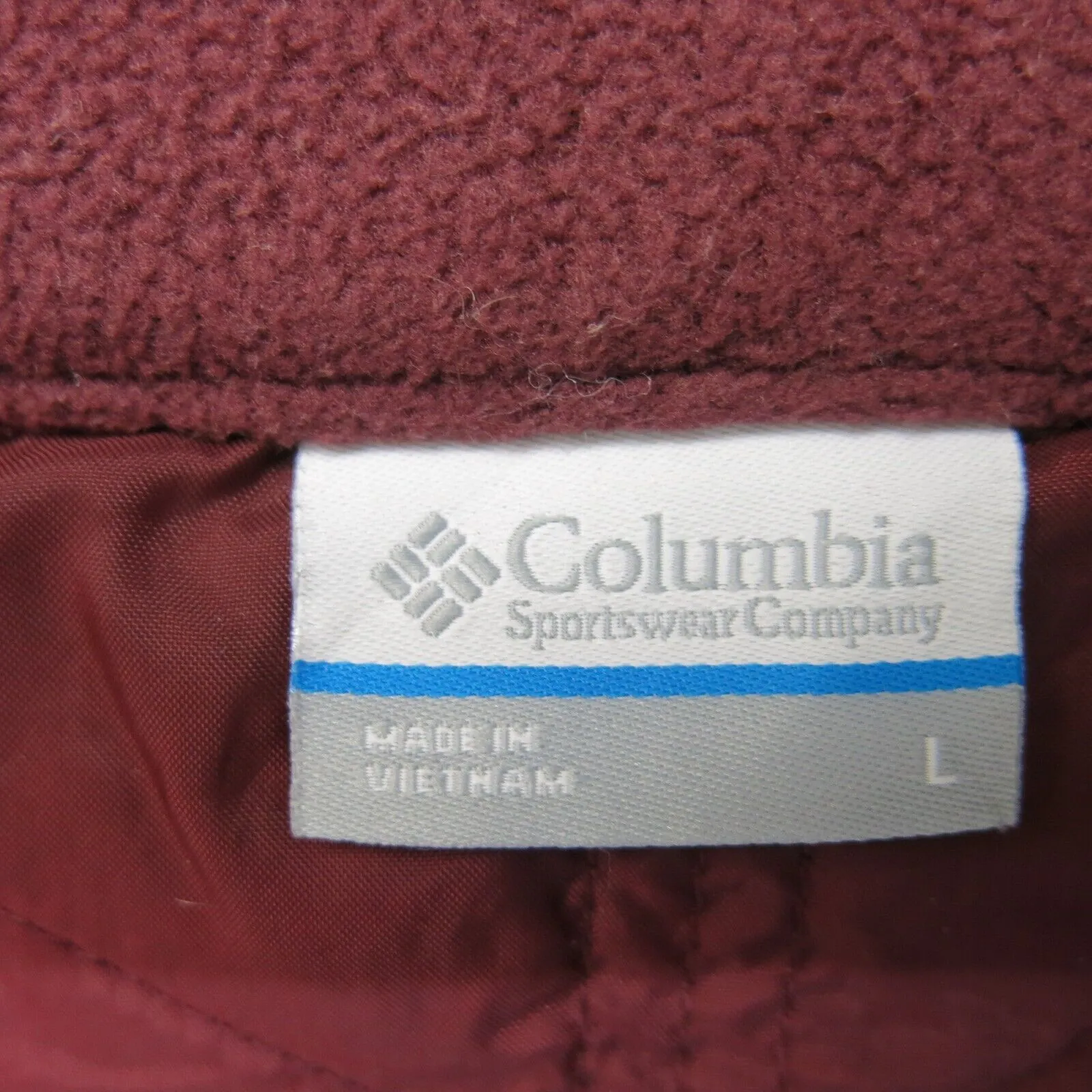 Columbia Womens Puffer Vest Jacket Full Zip Up Sleeveless Mock Neck Maroon SZ L