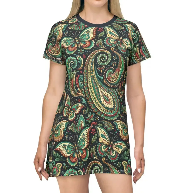 Comfy Tagless Paisley Pattern t Shirt Dress