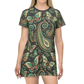 Comfy Tagless Paisley Pattern t Shirt Dress