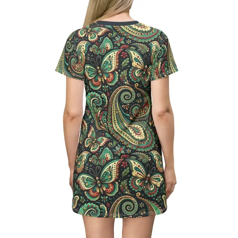 Comfy Tagless Paisley Pattern t Shirt Dress