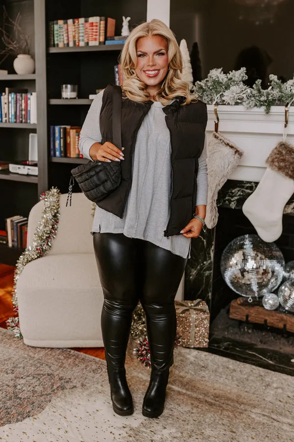 Cool Weather Inclined Puffer Vest in Black Curves