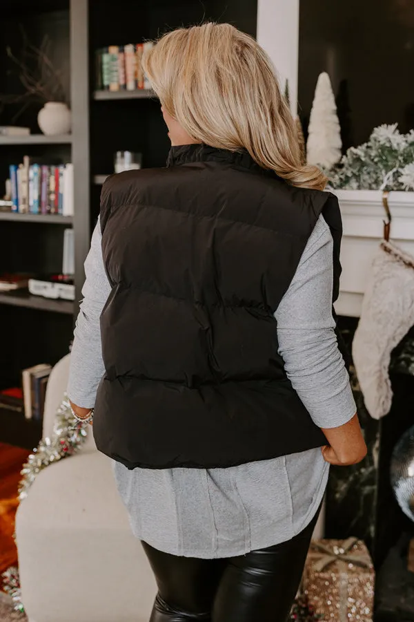 Cool Weather Inclined Puffer Vest in Black Curves