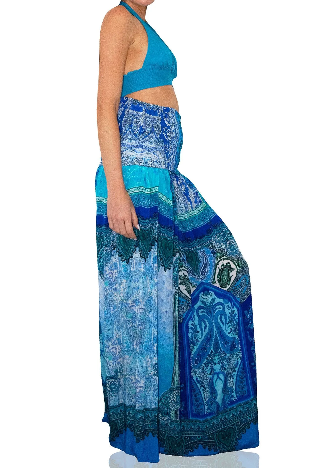 Designer Maxi Skirt in Blue