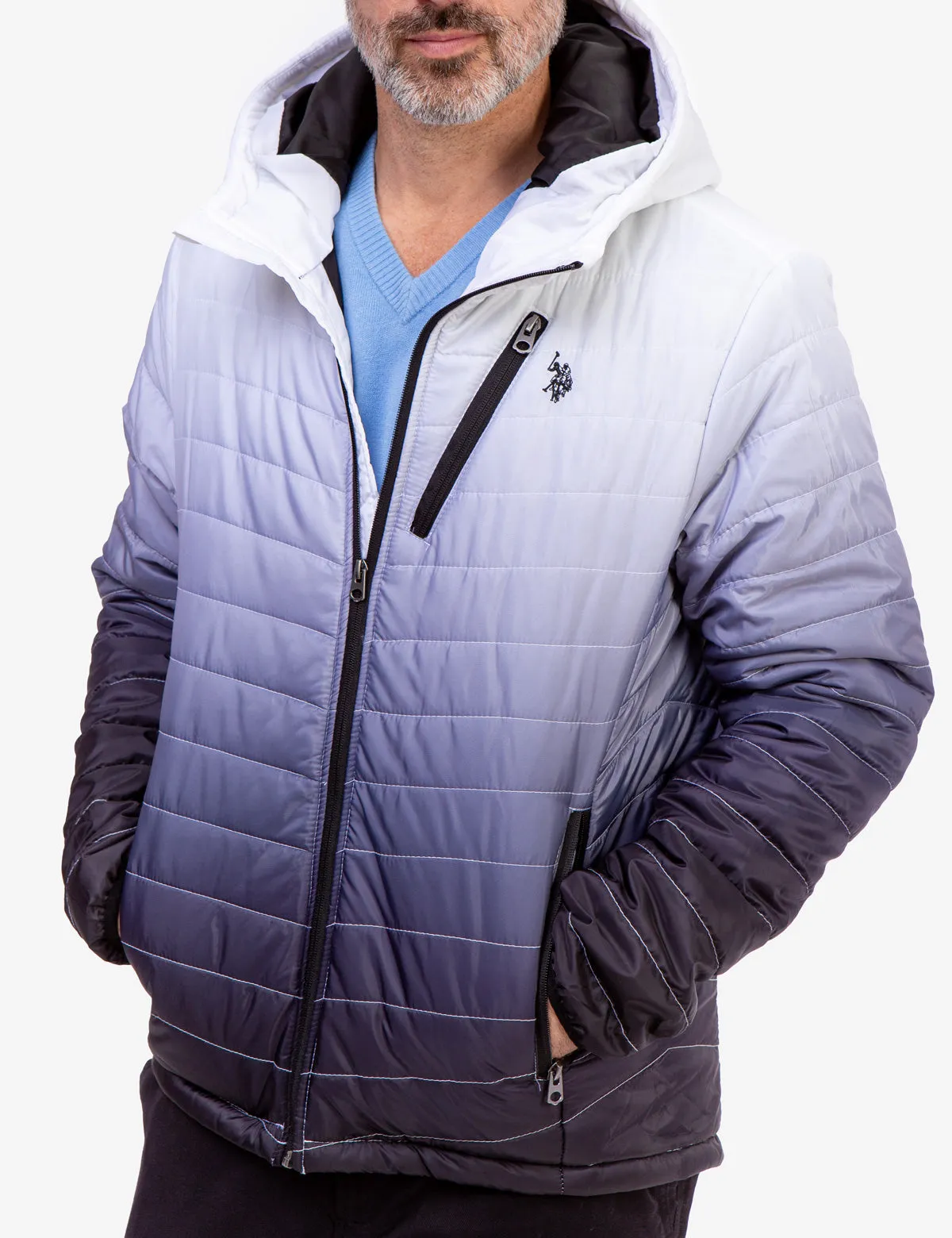 DIP DYE CHEVRON PUFFER JACKET