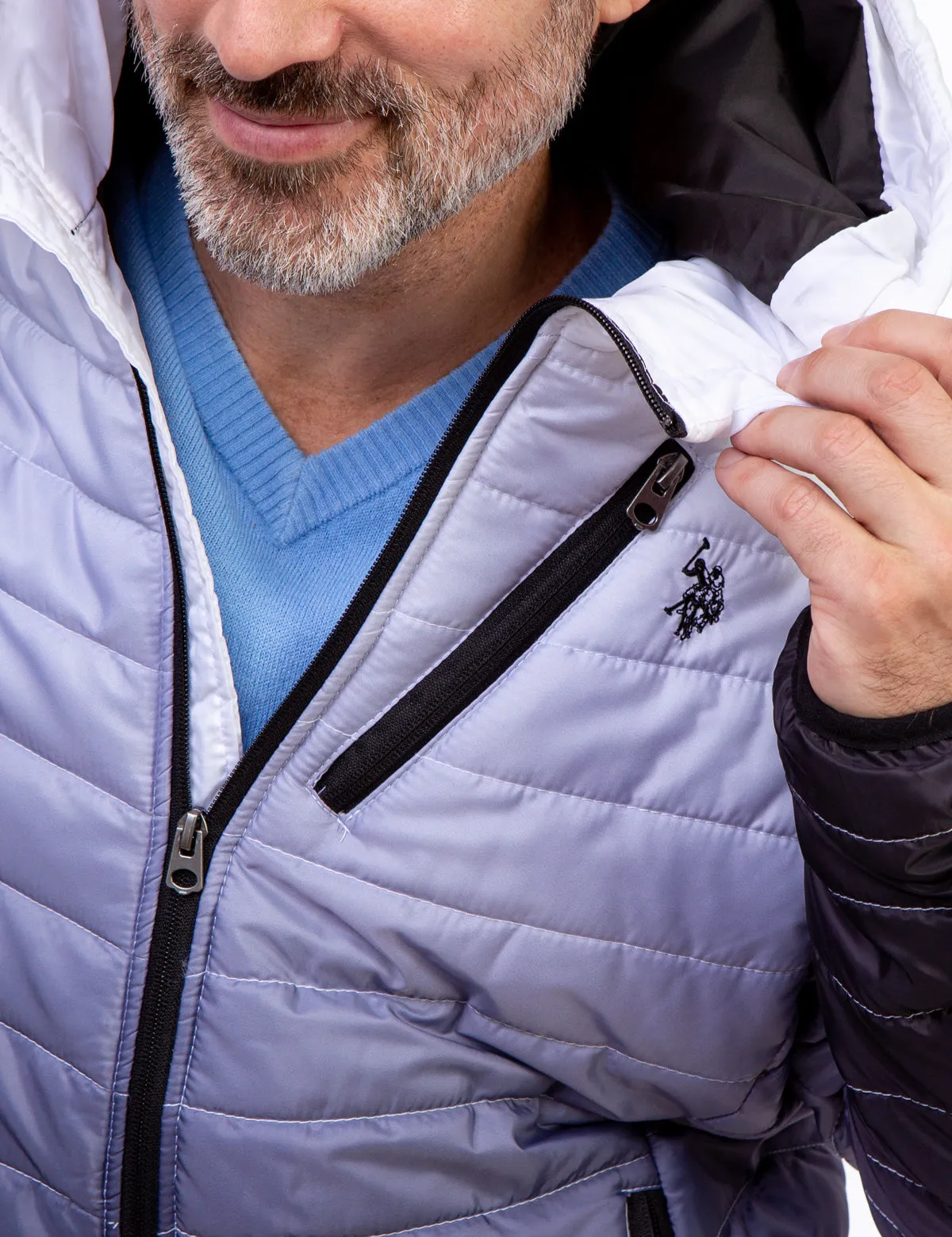 DIP DYE CHEVRON PUFFER JACKET