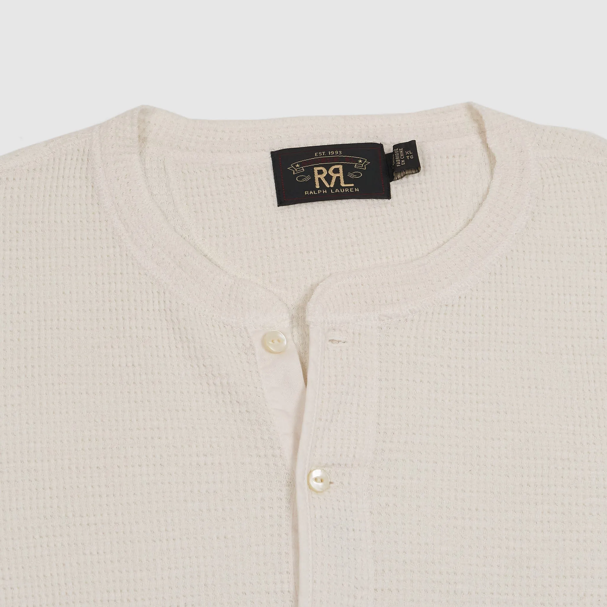 Double RL Long Sleeve Waffle Henley Shirt