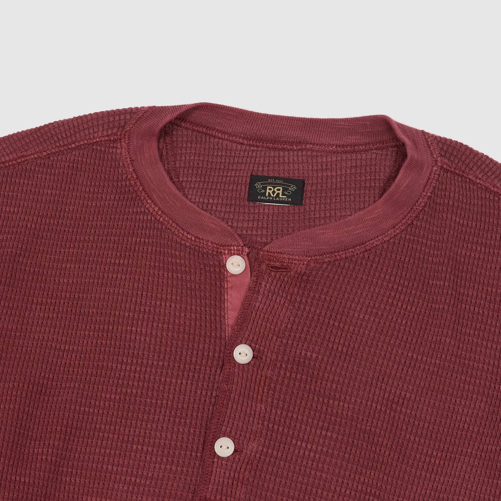 Double RL Long Sleeve Waffle Henley Shirt