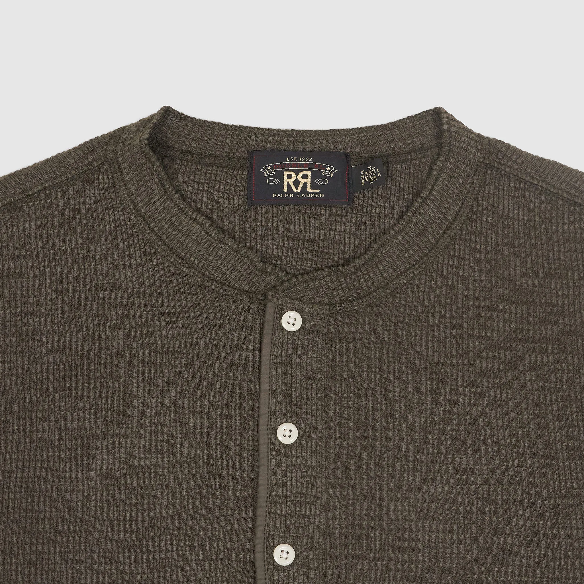 Double RL Long Sleeve Waffle Henley Shirt