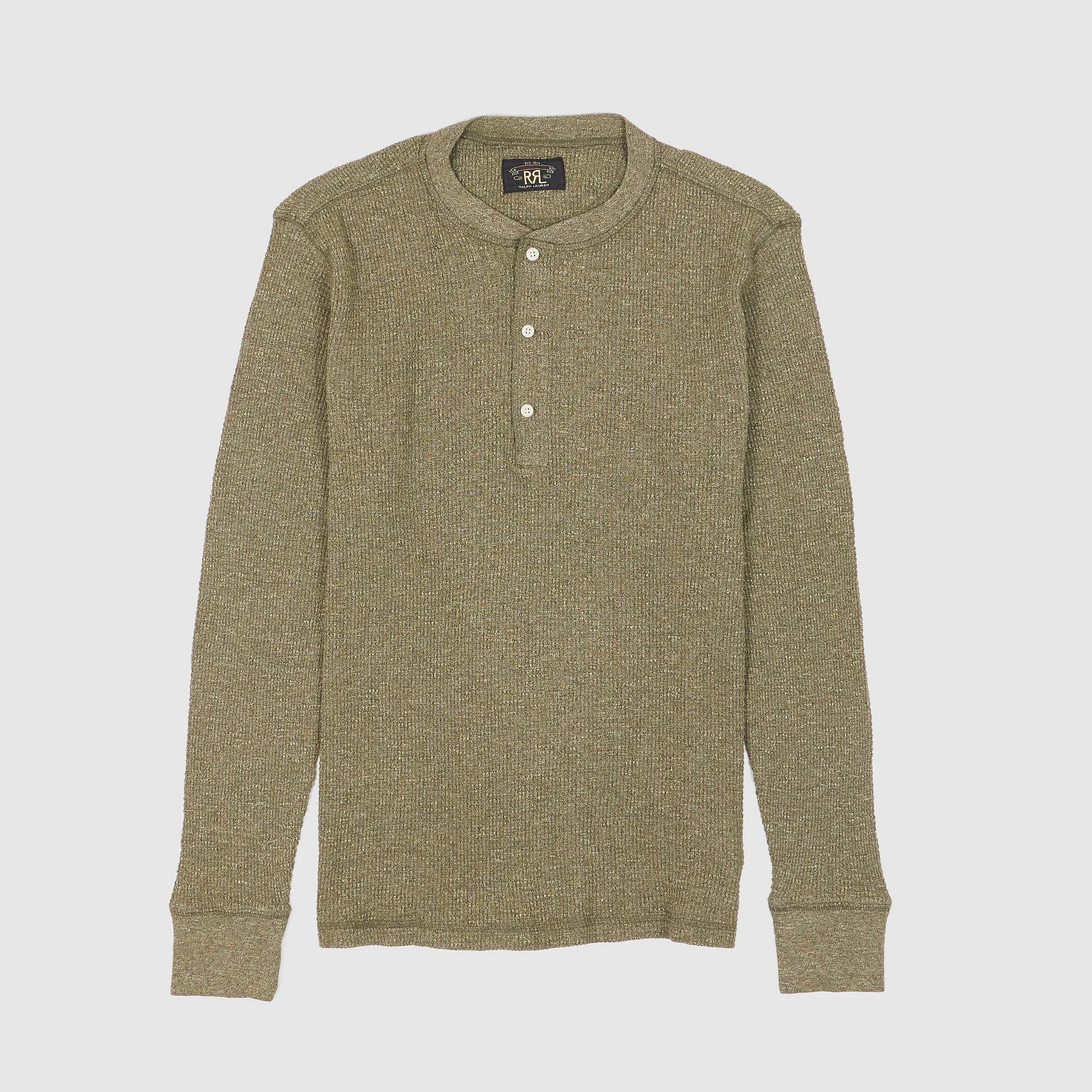 Double RL Long Sleeve Waffle Henley Shirt