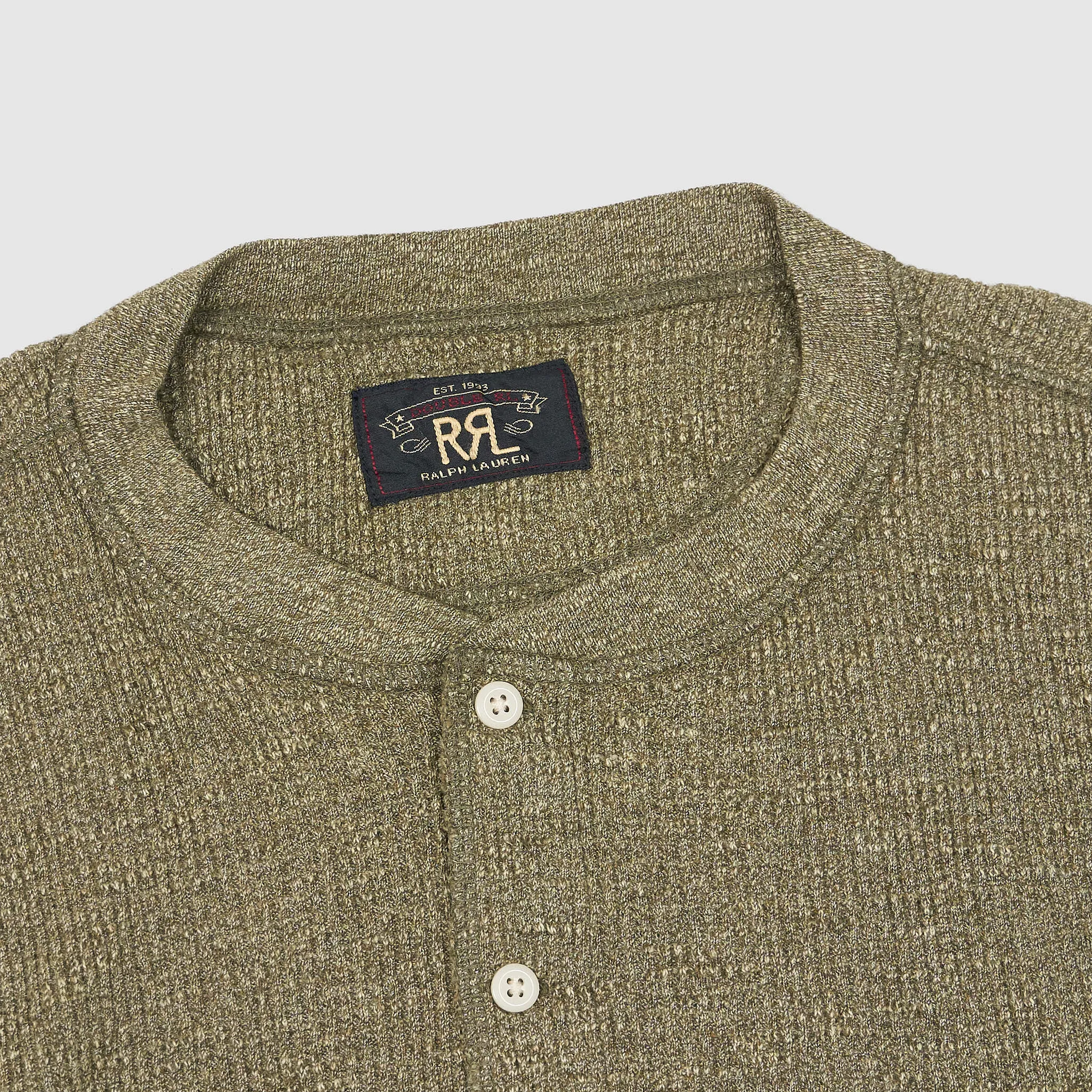 Double RL Long Sleeve Waffle Henley Shirt