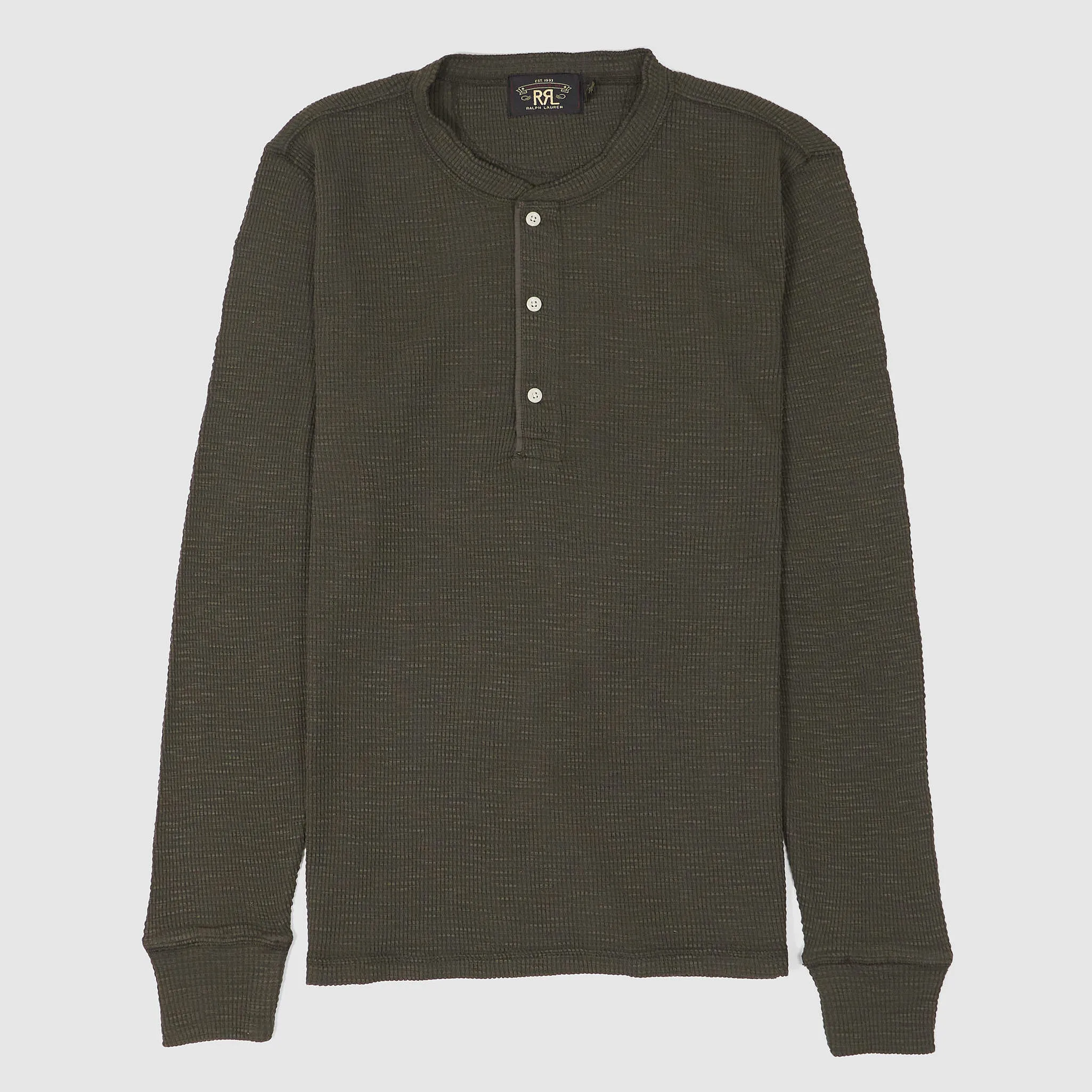 Double RL Long Sleeve Waffle Henley Shirt