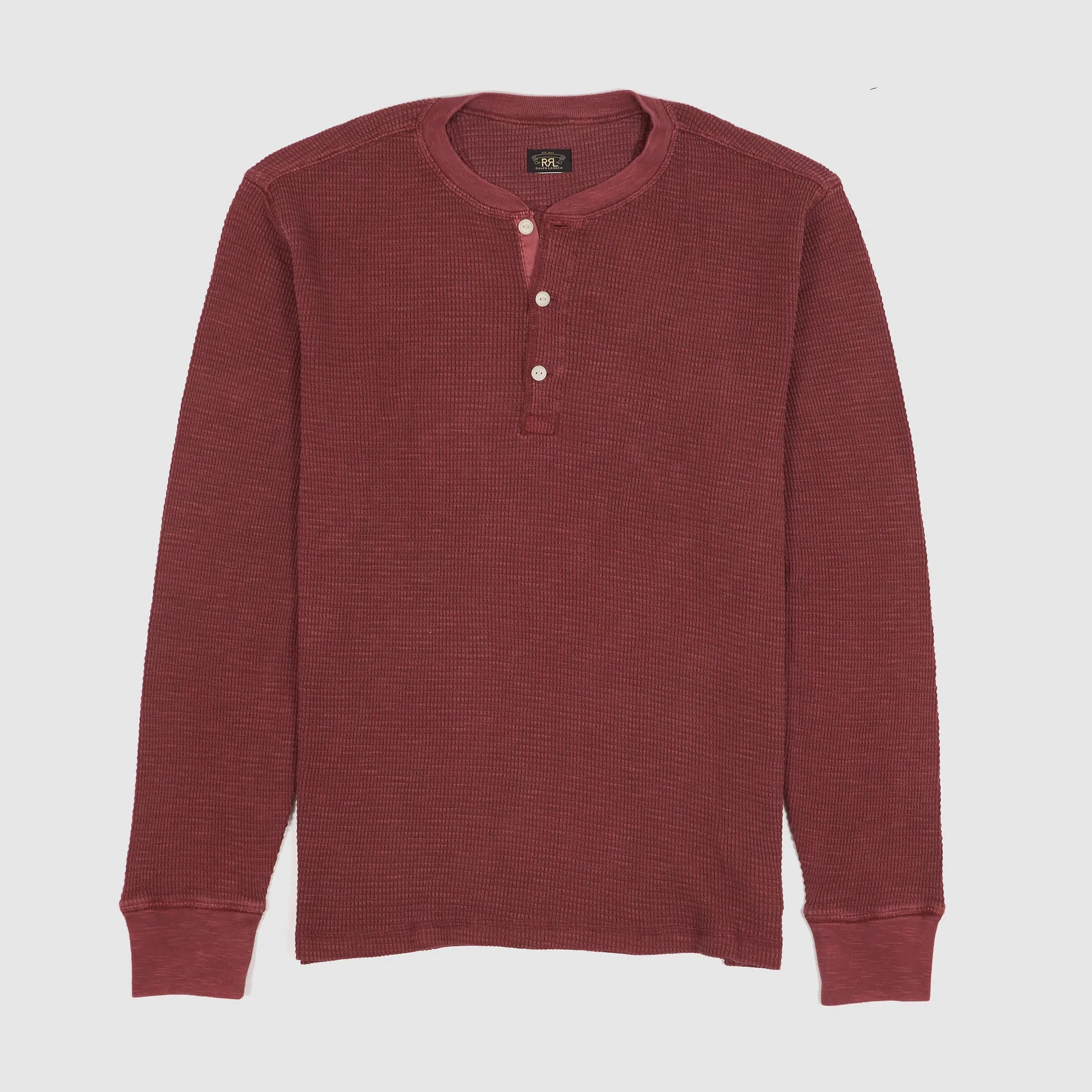 Double RL Long Sleeve Waffle Henley Shirt