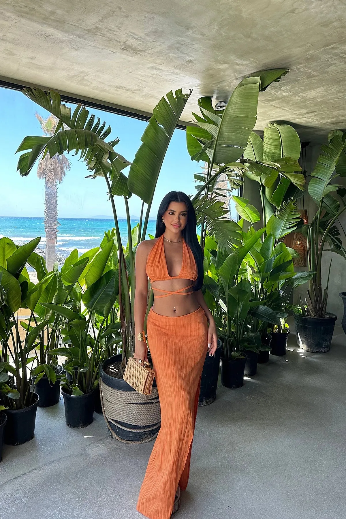 EYY Women Orange Skirt Suit - Famalicão