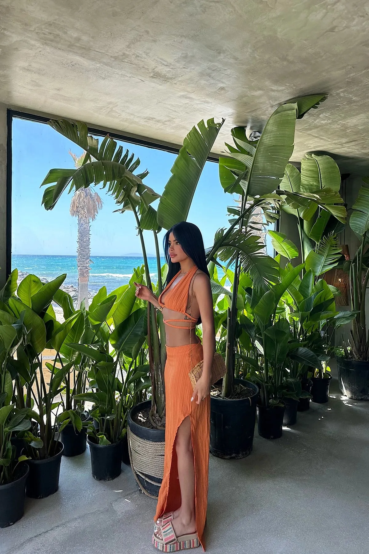 EYY Women Orange Skirt Suit - Famalicão