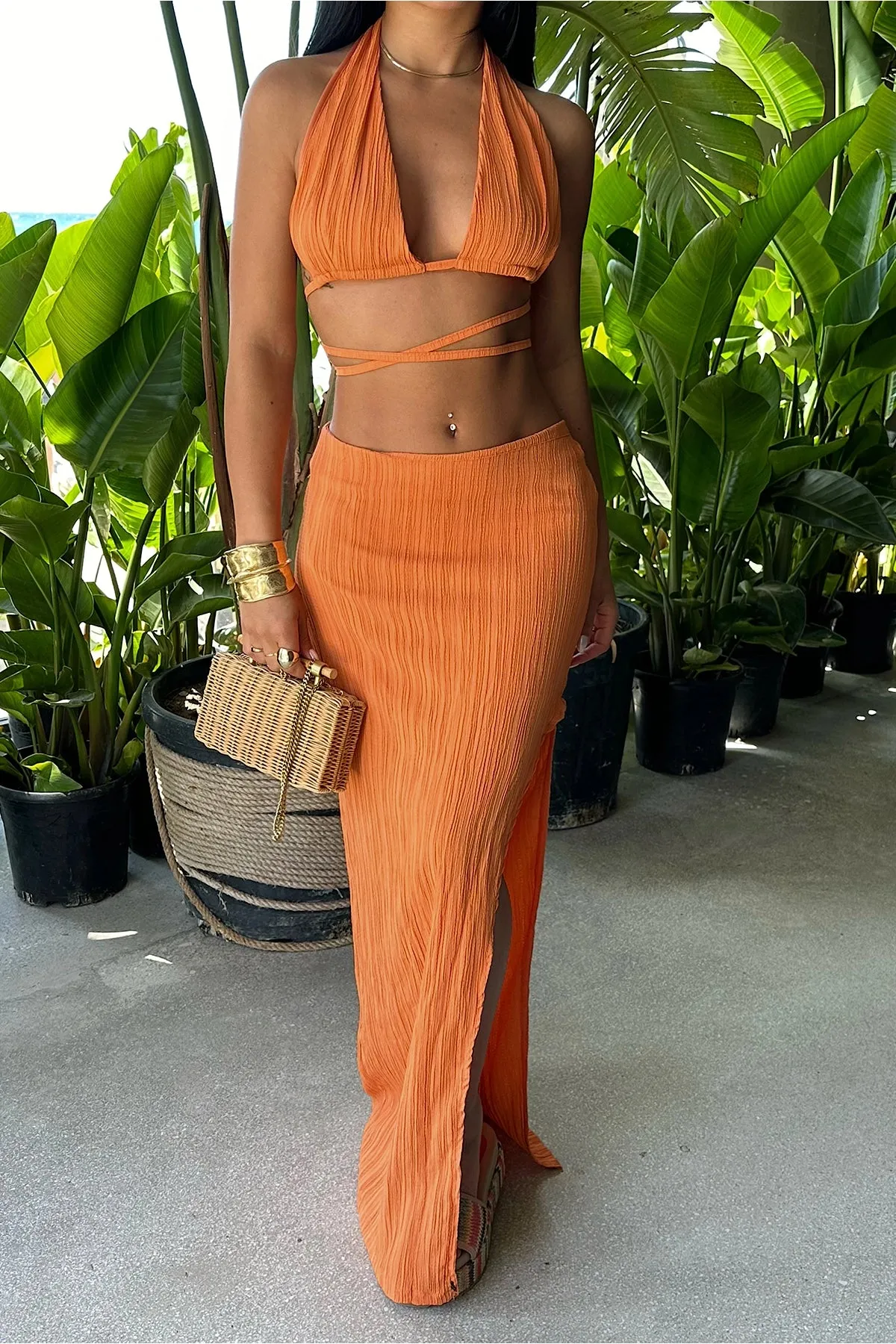 EYY Women Orange Skirt Suit - Famalicão