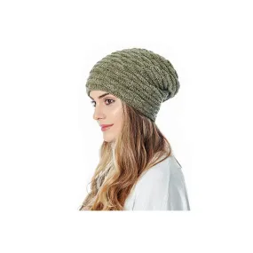 FancyGrab Unisex Fleece-Lined Knit Slouchy Beanie Hat Green