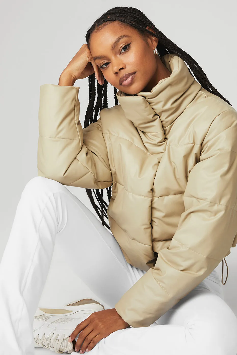 Faux Leather Gold Rush Puffer - California Sand
