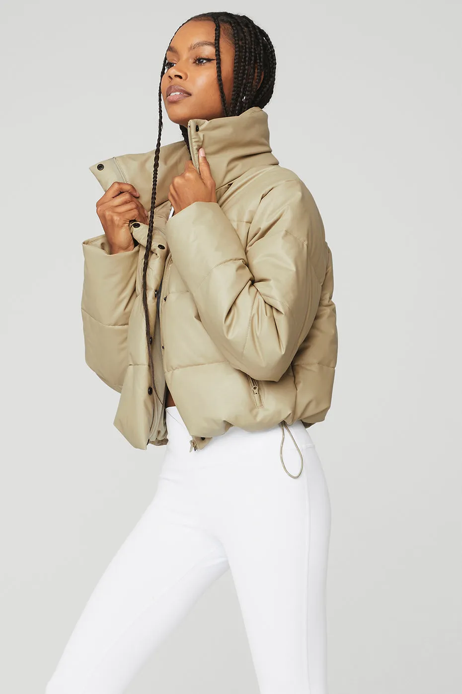 Faux Leather Gold Rush Puffer - California Sand