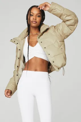Faux Leather Gold Rush Puffer - California Sand