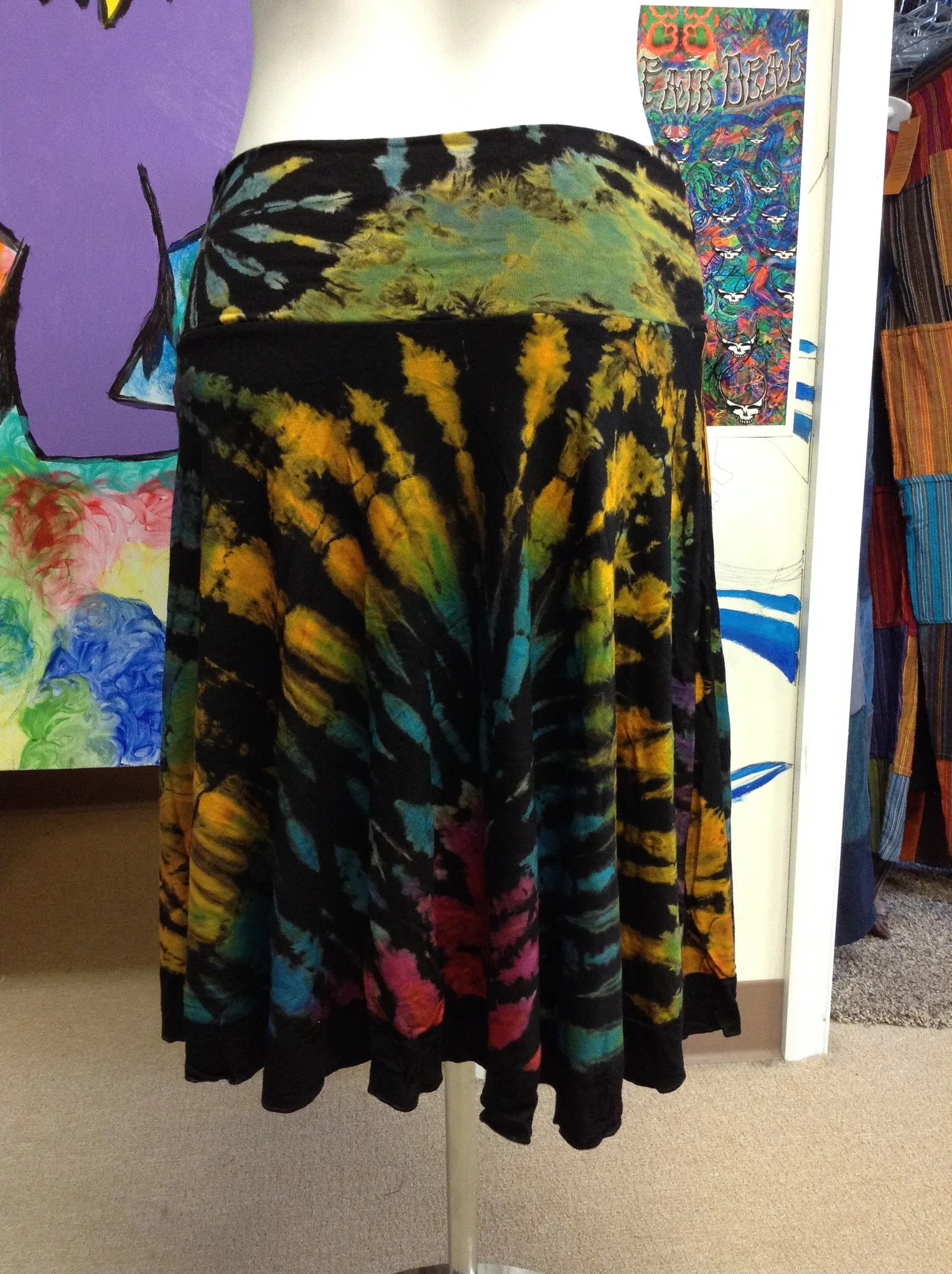 Faux Wrap Skirt with Black Trim