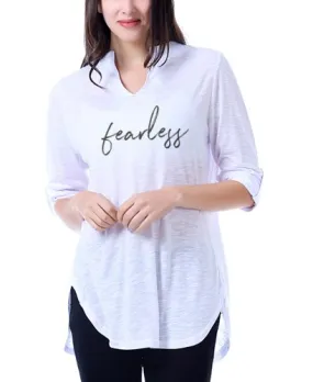 Fearless Knit Henley Top in White