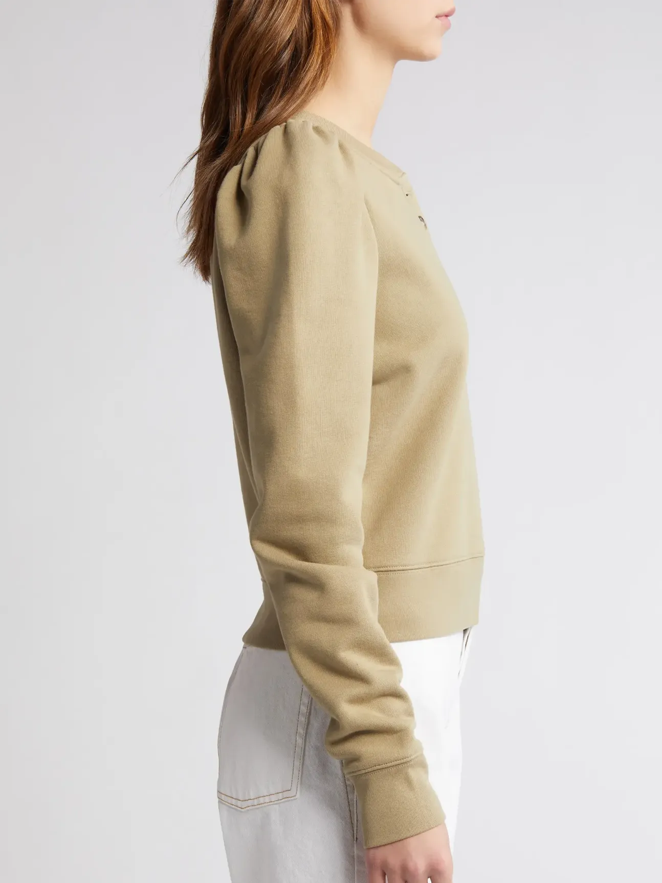 Femme Henley Sweatshirt in Khaki Green
