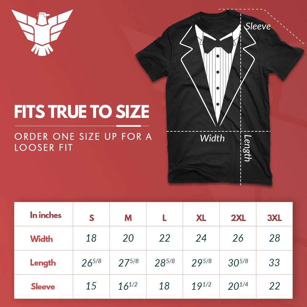 Funny Novelty Black Tuxedo Bowtie T-Shirt for Him or Her
