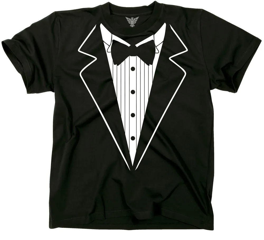 Funny Novelty Black Tuxedo Bowtie T-Shirt for Him or Her