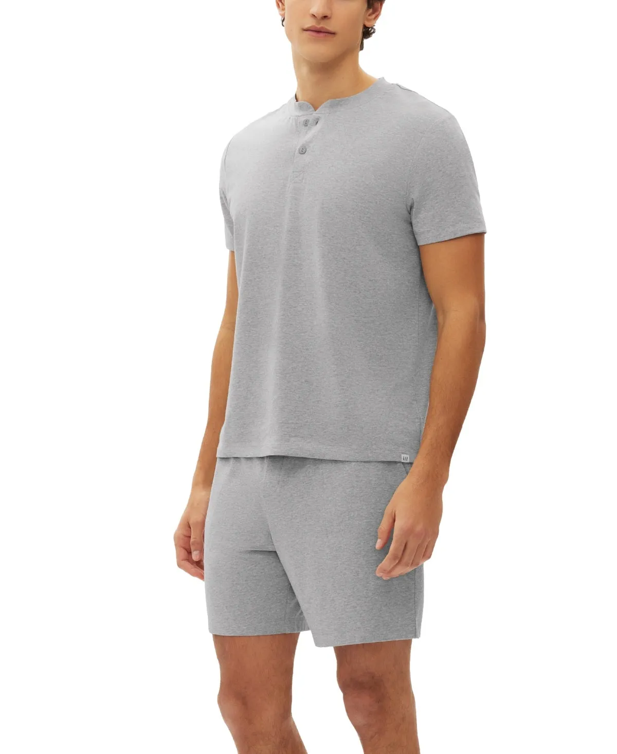 GAP Mens 2 Pc Sleepwear Pajama Set Henley T Shirt and Shorts Grey Medium