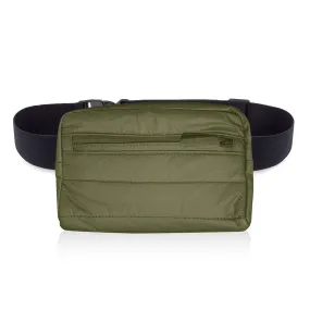Hi Love Puffer Fanny Pack in Shimmer Army Green